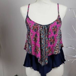 Rue21 Tops Layered Flare Lace Back Spaghetti Strap Floral ...